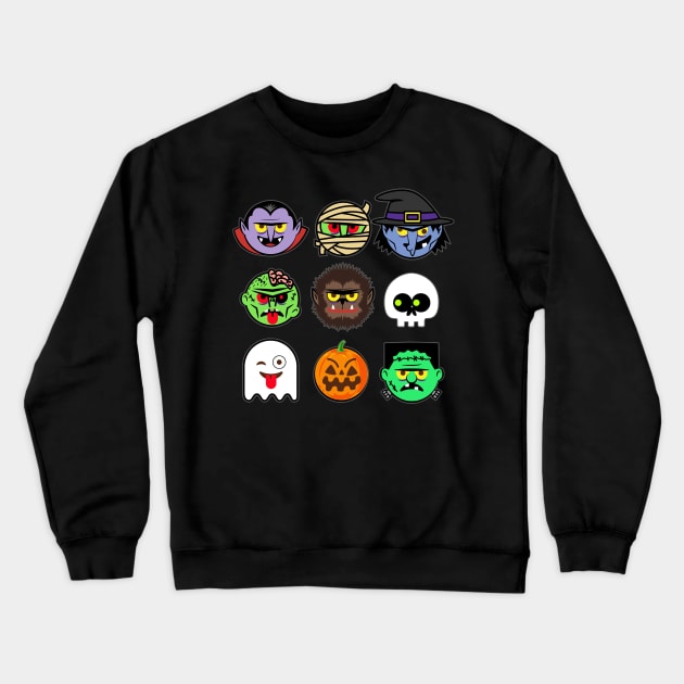 MONSTER FACES Halloween Emoji Shirt Skeleton Dracula Costume Crewneck Sweatshirt by vo_maria